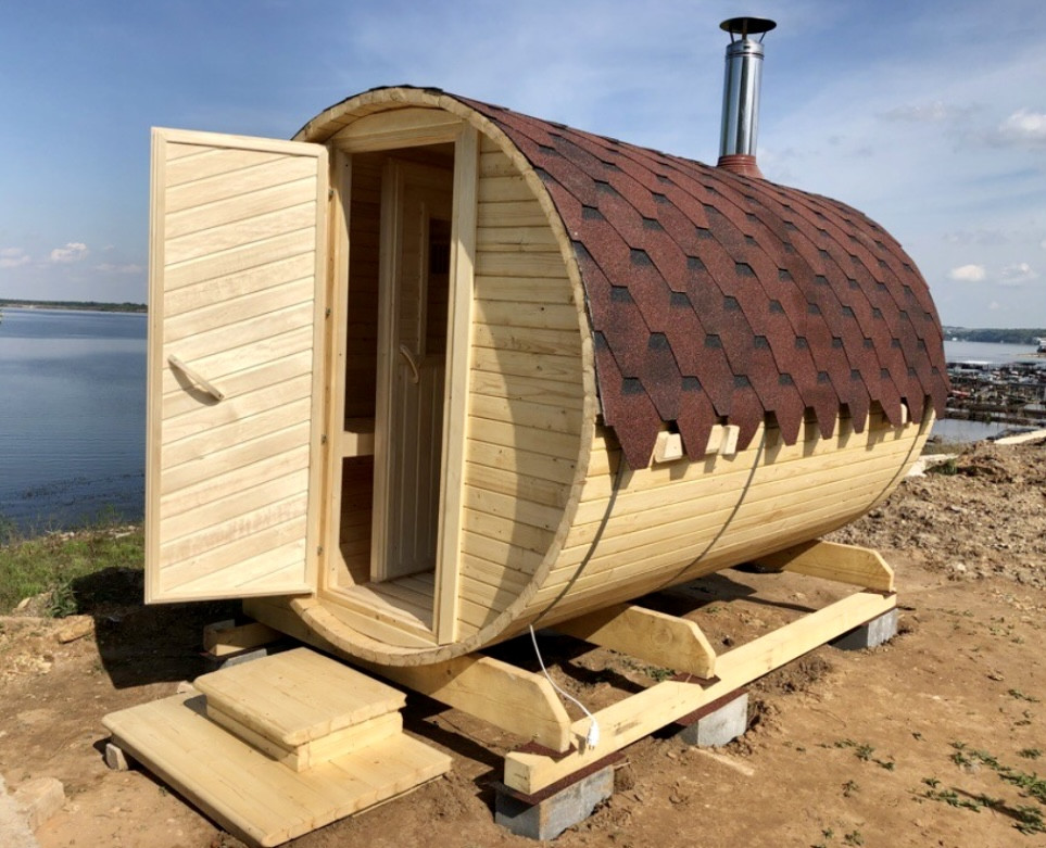 Баня-бочка 3 метра (предбанник + парное помещение)
