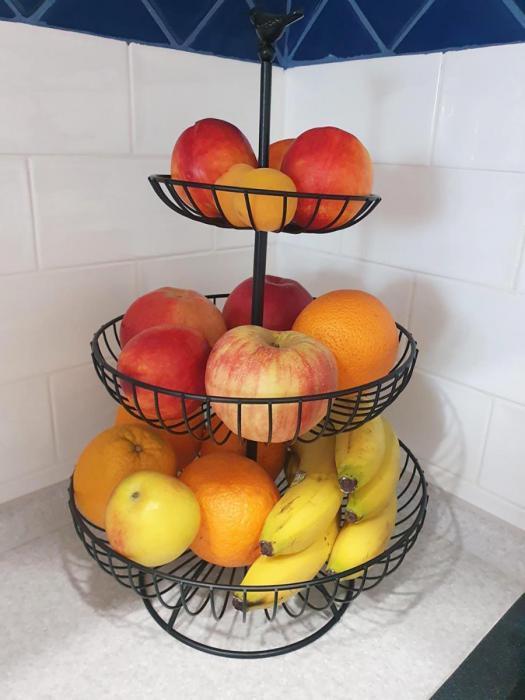 Этажерка для фруктов ваза посуда подставка фруктовница металлическая 3-ярусная конфетница - фото 4 - id-p198779525