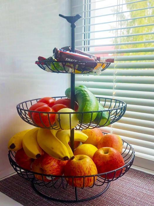 Этажерка для фруктов ваза посуда подставка фруктовница металлическая 3-ярусная конфетница - фото 10 - id-p198779525