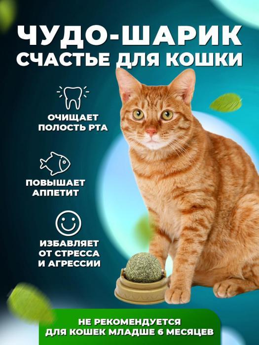 Кошачья мята шарик для кошек и котов Игрушка леденец лакомство для домашних животных - фото 3 - id-p198779526