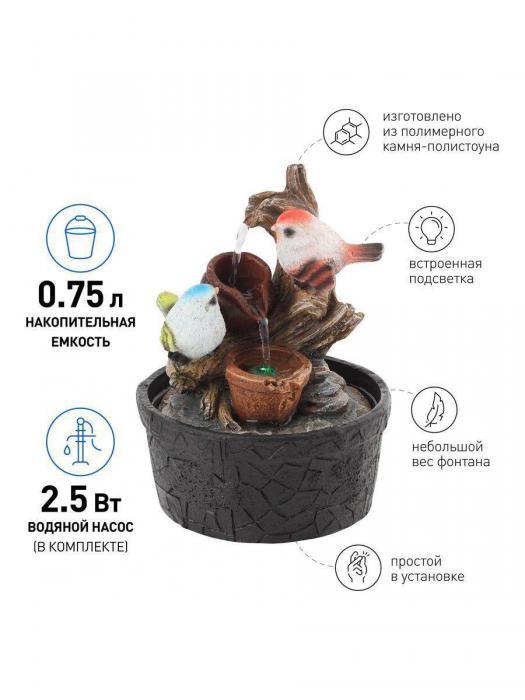 Фонтан настольный декоративный комнатный фонтанчик водопад VS35 с подсветкой - фото 3 - id-p198779540