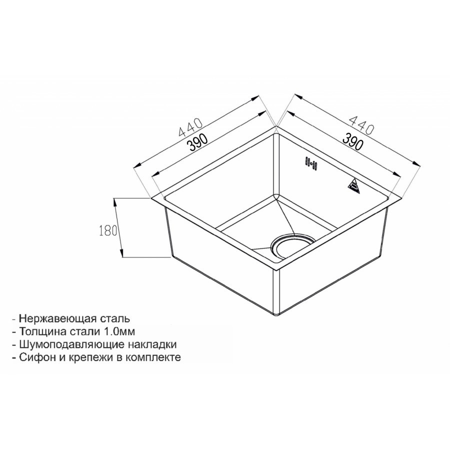 Мойка ZORG Steel Hammer SH R 4444 FILO - фото 2 - id-p198780779