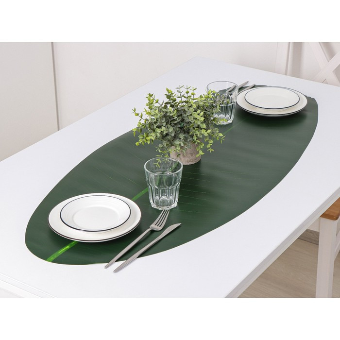 Дорожка для стола «Лист», 106×46 см, цвет зелёный - фото 1 - id-p198790907
