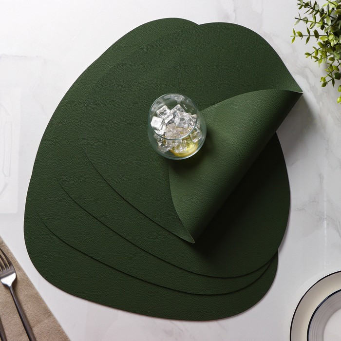 Набор салфеток сервировочных на стол Доляна «Тэм», 44×35 см, 4 шт, цвет зелёный - фото 1 - id-p198791003