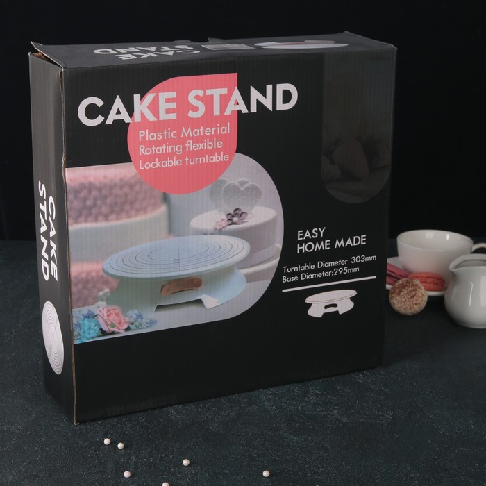 Подставка для торта вращающаяся, d=30,5 см, с рычагом-блокиратором вращения,с разлиновкой - фото 5 - id-p198791372
