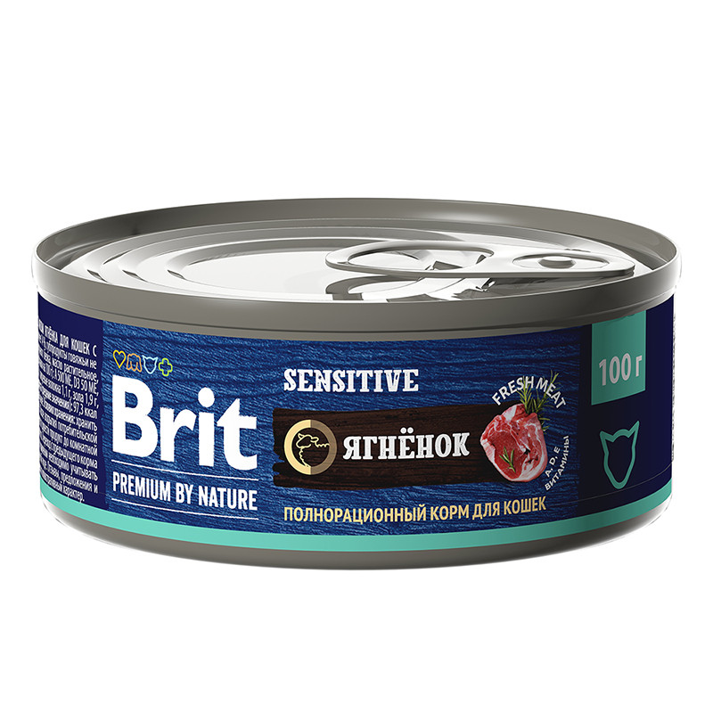 "Brit" Premium Консервы для кошек с чувствительным пищеварением с мясом ягненка 100г - фото 1 - id-p198809772