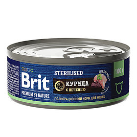 "Brit" Premium Консервы для стерилизованных кошек с мясом курицы и печенью 100г