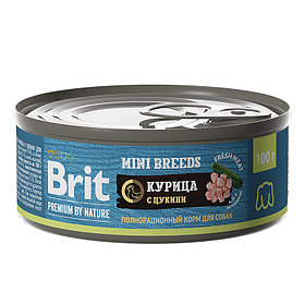 "Brit" Premium Консервы для взрослых собак мелких пород с мясом курицы и цукини 100г
