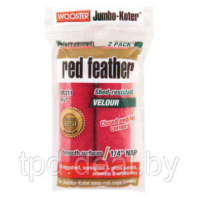 Мини-валик малярный JUMBO-KOTER® RED FEATHER (набор 2 шт.) RR311-4 1/2 - фото 1 - id-p198881531