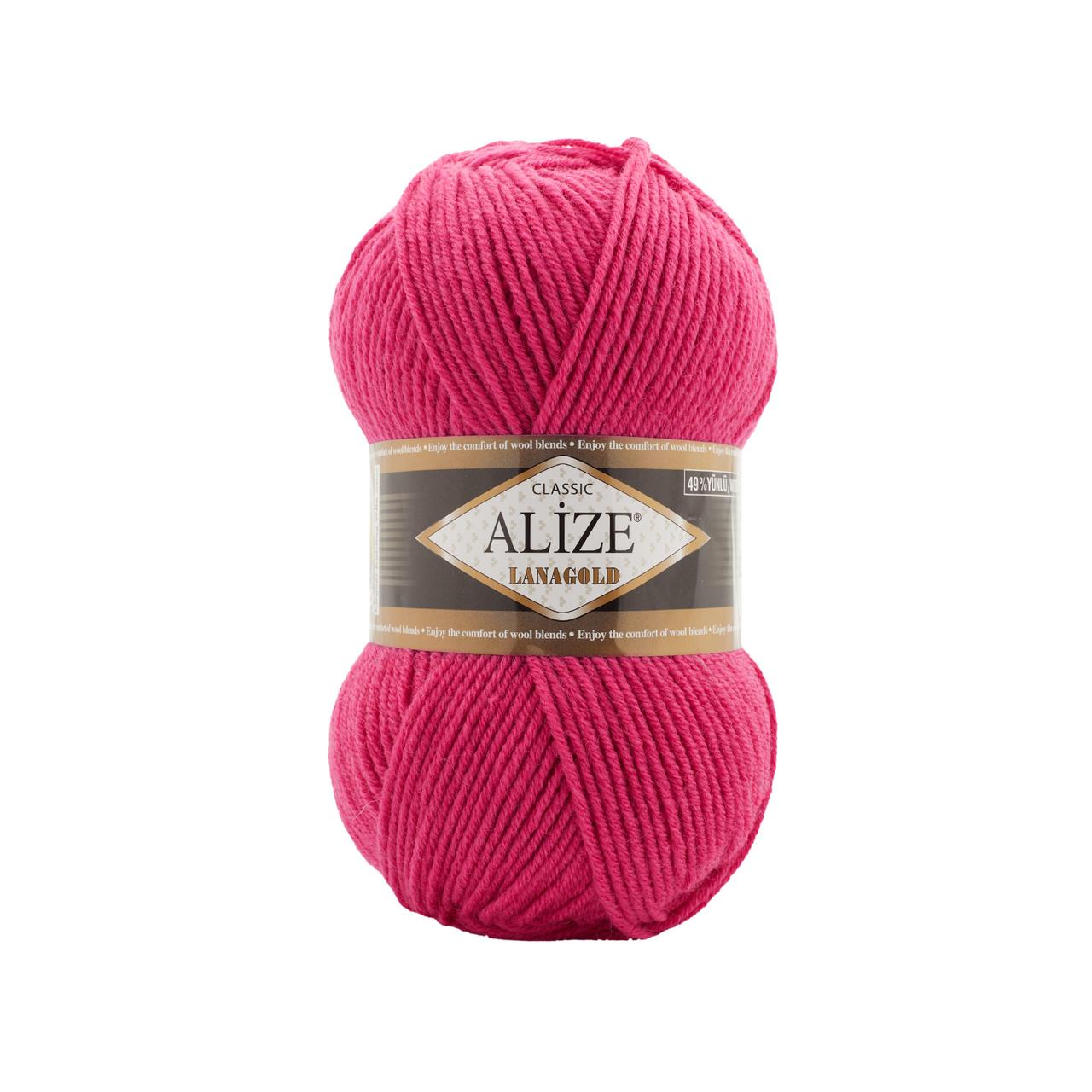 Пряжа Alize Lanagold 240 м. цвет 798 малина