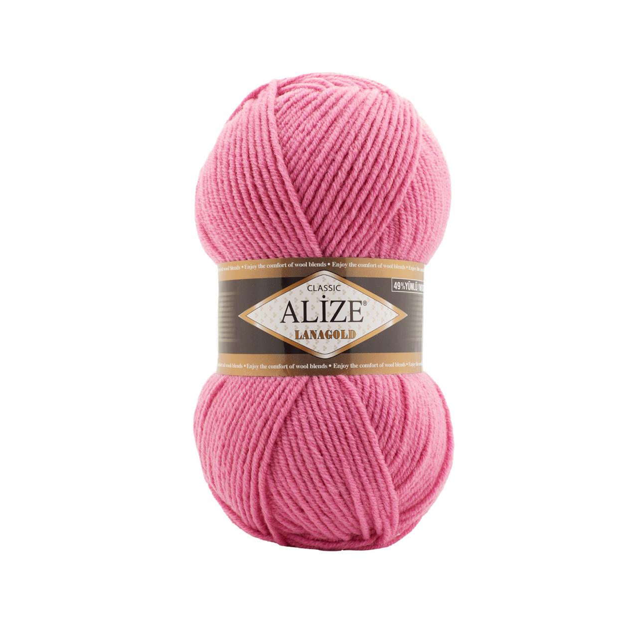 Пряжа Alize Lanagold 240 м. цвет 178 ярко-розовый