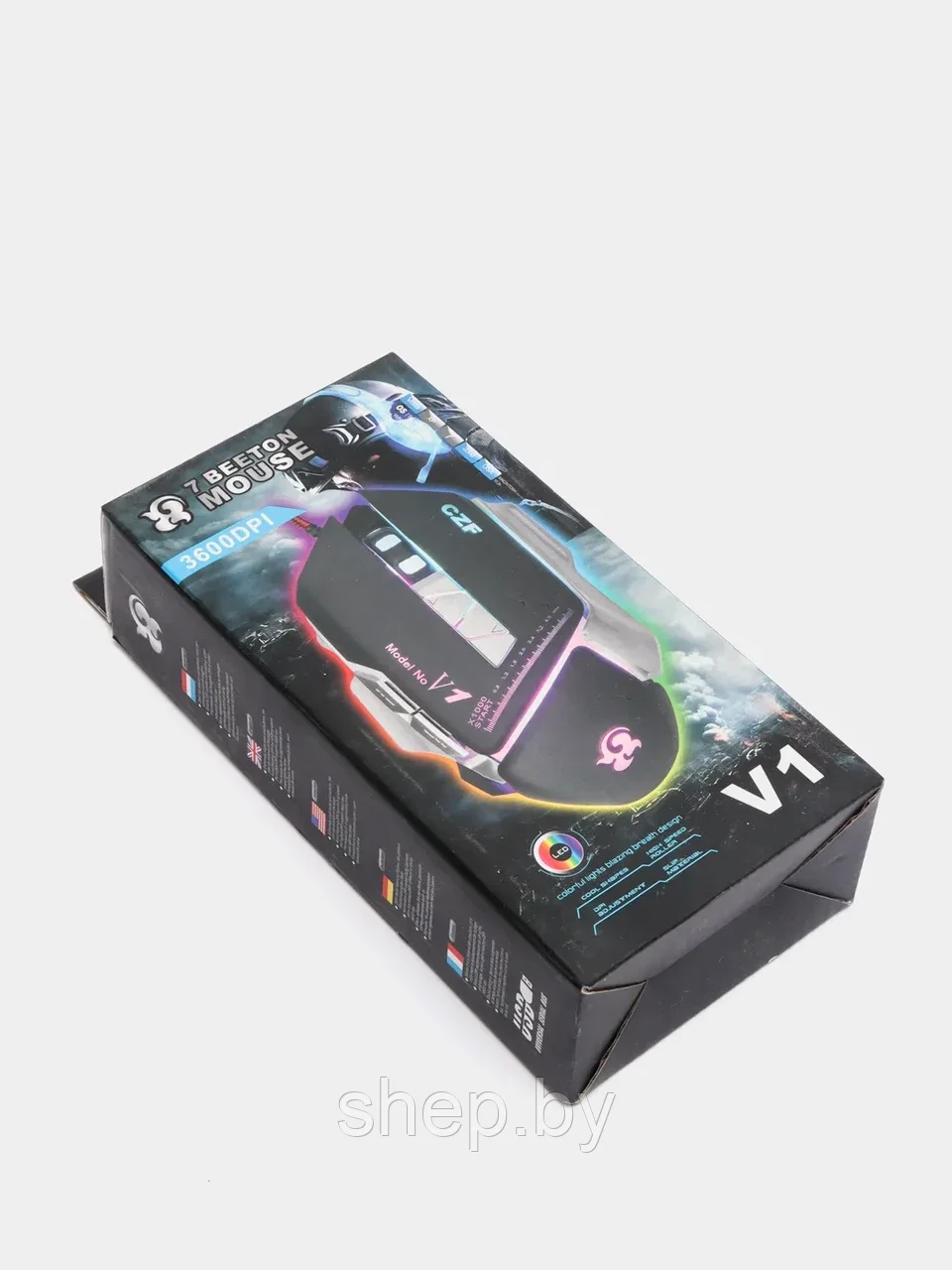Мышь игровая проводная V1 в коробке (черная), подсветка - фото 4 - id-p198934326