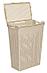 Корзина для грязного белья в ванную пластиковая лофт узкая с крышкой большая 50л VIOLET 5650020 бежевая, фото 2