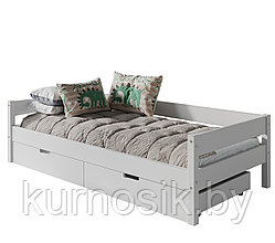 Односпальная кровать "Мунни-4" из массива сосны c ящиками без борта