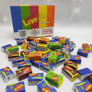 Блок жвачек Love is — "Ассорти вкусов" 100 штук комплект (5 видов жвачек с разными вкусами)