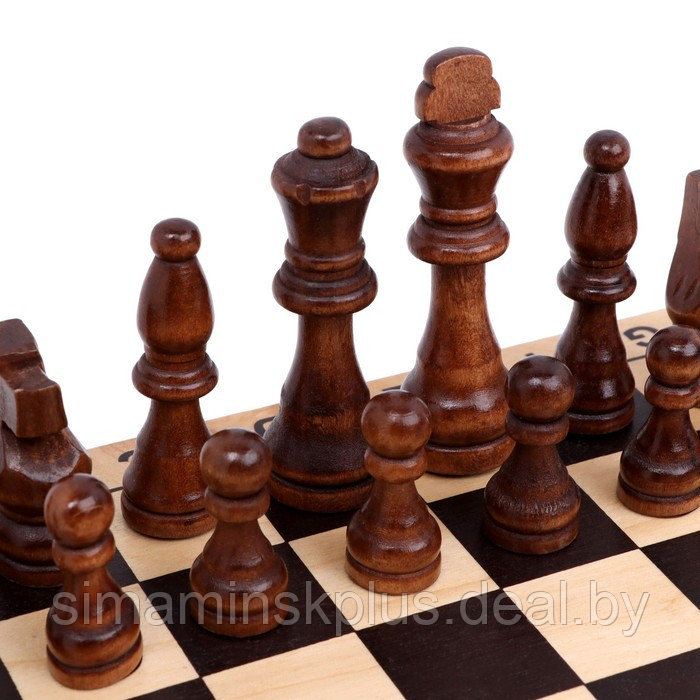 Шахматы обиходные (доска дерево 29 х 29 см, фигуры дерево, король h-9 см, пешка h-4 см) - фото 4 - id-p198980141