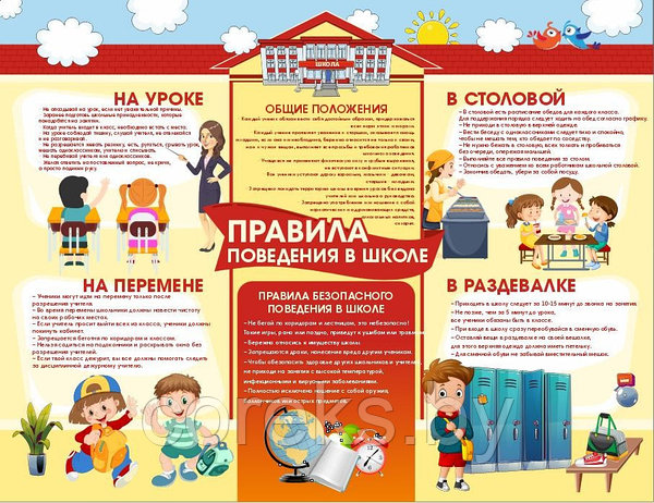 Стенд "Правила поведения в школе": заказ, цены в Слониме. Информационные  стенды от "Рекламное агентство "Корекс"" - 199011272