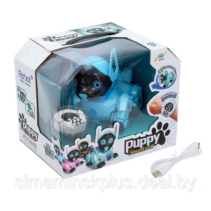 Робот-собака «Паппи», радиоуправляемый, световые и звуковые эффекты, работает от аккумулятора, цвет голубой - фото 6 - id-p199009819
