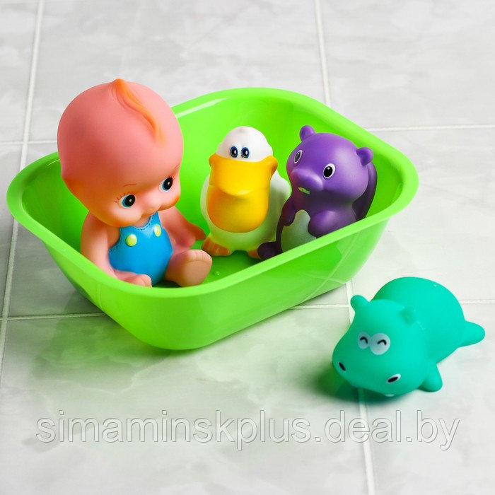 Набор игрушек для ванны «Пупс в ванне», 5 предметов, цвет МИКС - фото 2 - id-p199007588