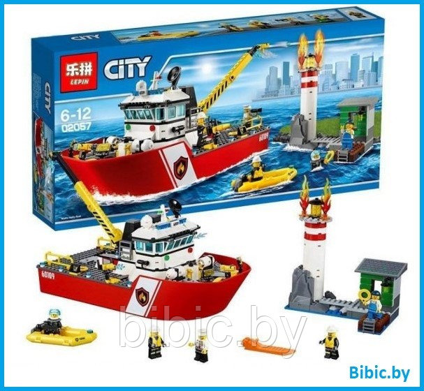 Детский конструктор Пожарный катер корабль 40019 серия сити cities пожарная аналог лего lego - фото 1 - id-p199011306