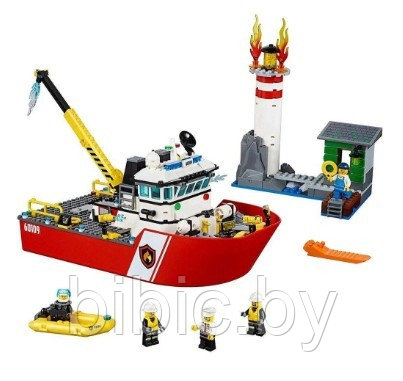 Детский конструктор Пожарный катер корабль 40019 серия сити cities пожарная аналог лего lego - фото 3 - id-p199011306