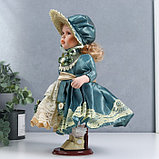 Кукла коллекционная керамика "Танечка в платье цвета морской волны и чепчике" 30 см, фото 3