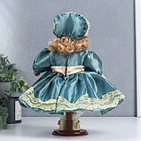 Кукла коллекционная керамика "Танечка в платье цвета морской волны и чепчике" 30 см, фото 4