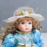 Кукла коллекционная керамика "Наташа в нежно-голубом платье в шляпке" 30 см, фото 5