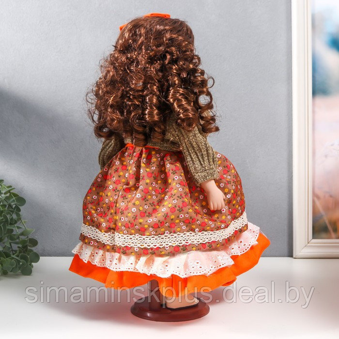 Кукла коллекционная керамика "Вера в платье с мелкими цветами и горчичном джемпере" 40 см - фото 6 - id-p199006545