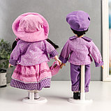 Кукла коллекционная парочка набор 2 шт "Тася и Миша в сиреневых нарядах" 30 см, фото 4