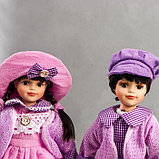 Кукла коллекционная парочка набор 2 шт "Тася и Миша в сиреневых нарядах" 30 см, фото 5