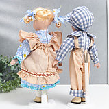 Кукла коллекционная парочка "Лиза и Коля, наряды в ромашку" набор 2 шт 30 см, фото 4