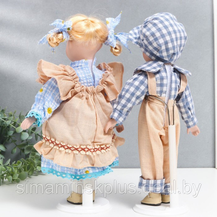 Кукла коллекционная парочка "Лиза и Коля, наряды в ромашку" набор 2 шт 30 см - фото 4 - id-p199006603