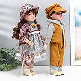 Кукла коллекционная парочка "Ирина и Артём, полоска и клетка" набор 2 шт 40 см, фото 2