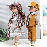 Кукла коллекционная парочка "Ирина и Артём, полоска и клетка" набор 2 шт 40 см, фото 3