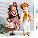 Кукла коллекционная парочка "Нина и Олег, терракотовые наряды" набор 2 шт 40 см, фото 2