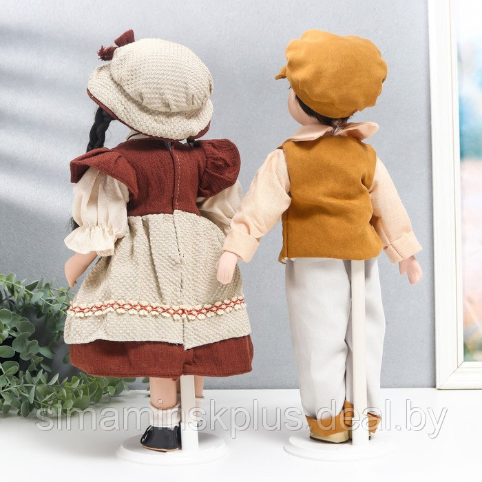 Кукла коллекционная парочка "Нина и Олег, терракотовые наряды" набор 2 шт 40 см - фото 4 - id-p199006611