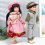 Кукла коллекционная парочка "Юля и Игорь, розовая полоска" набор 2 шт 40 см, фото 2
