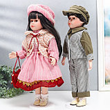 Кукла коллекционная парочка "Юля и Игорь, розовая полоска" набор 2 шт 40 см, фото 3