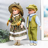 Кукла коллекционная парочка "Вика и Антон, розочки на зелёном" набор 2 шт 40 см, фото 3