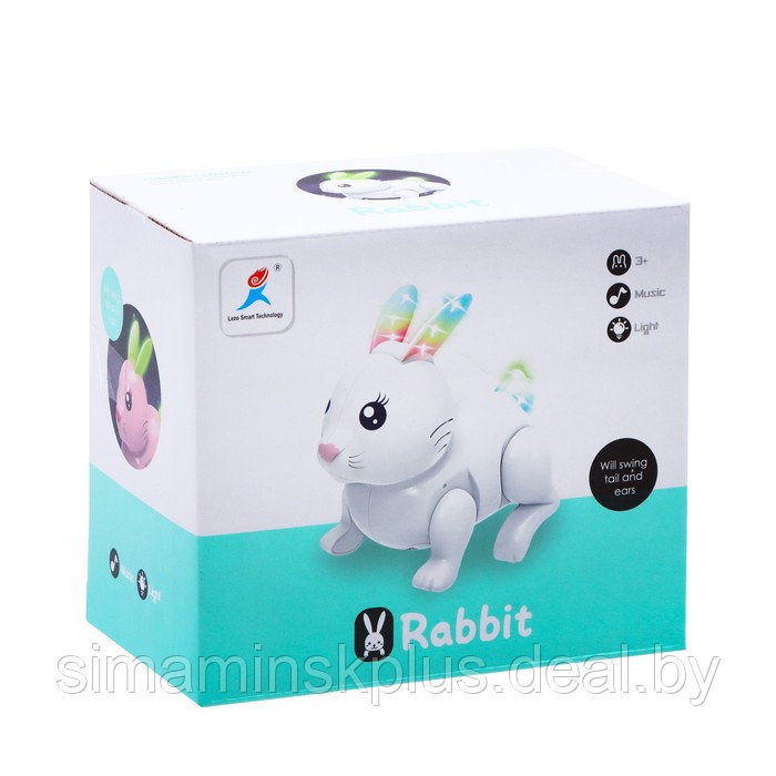 Кролик «Белый», свет и звук, работает от батареек, цвет белый - фото 4 - id-p199004542