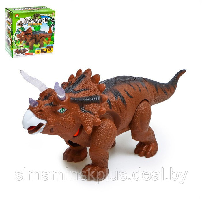 Динозавр «Трицератопс», откладывает яйца, проектор, свет и звук, цвет коричневый - фото 1 - id-p199004571