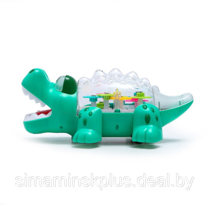 Крокодил «Шестерёнки», свет и звук, работает от батареек, цвет зелёный - фото 2 - id-p199004579
