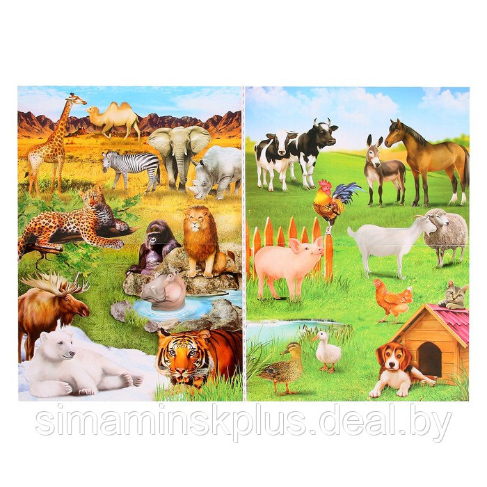 Обучающий набор «Весёлые животные»: животные и плакат, по методике Монтессори - фото 2 - id-p199004637