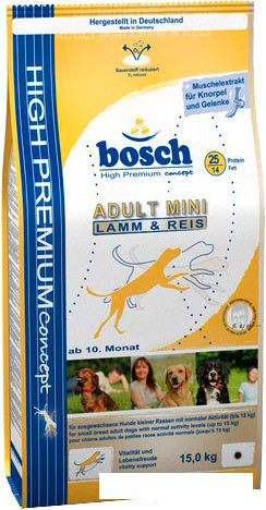 Корм для собак Bosch Mini Adult Lamb & Rice 15 кг - фото 1 - id-p198947329