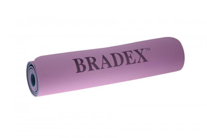 Коврик для йоги и фитнеса 183*61*0,6 TPE двухслойный фиолетовый (Yoga mat 173*61*0,6 TPE violet/sky - фото 5 - id-p198950547