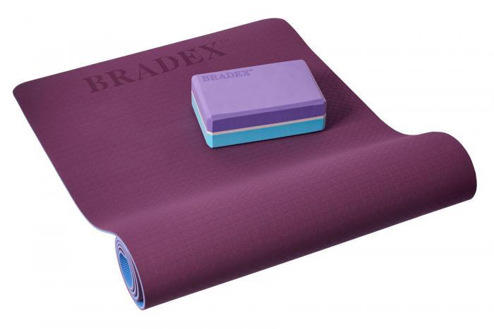 Коврик для йоги и фитнеса 183*61*0,6 TPE двухслойный фиолетовый (Yoga mat 173*61*0,6 TPE violet/sky - фото 8 - id-p198950547