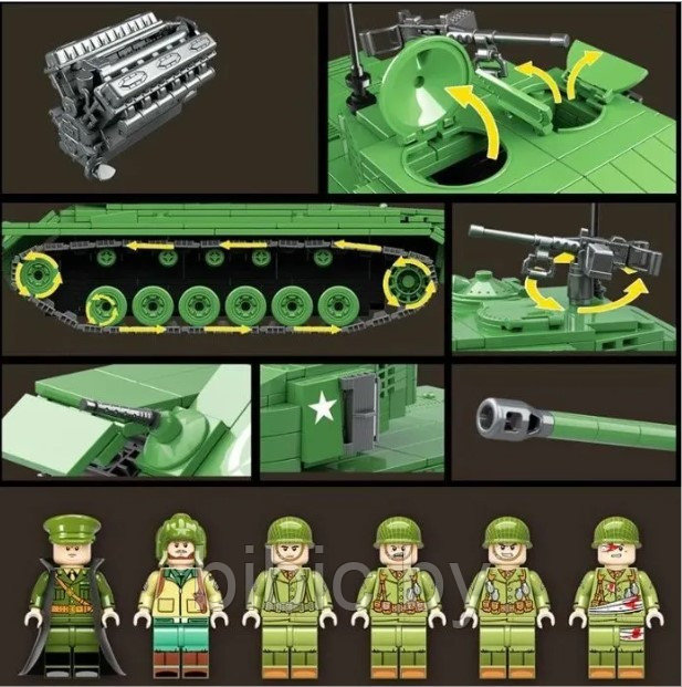 Детский конструктор Военный танк 100065, военная техника серия аналог лего lego Тяжелый танк першинг - фото 2 - id-p199020020