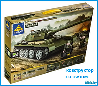 Детский конструктор Военный танк со светом 82049 Т-44, военная техника серия аналог лего lego Тяжелый танк