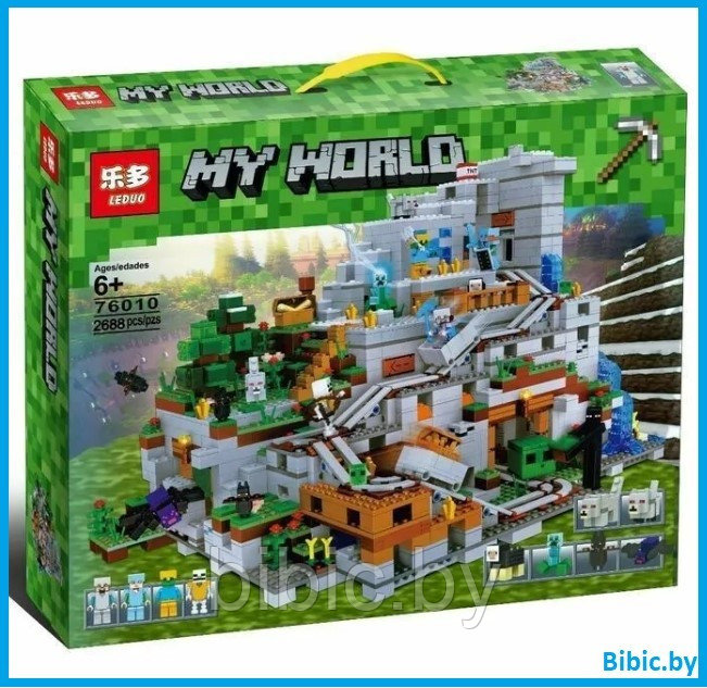 Детский конструктор Горная пещера Minecraft Майнкрафт 76010 серия my world блочный аналог лего lego - фото 1 - id-p199051979